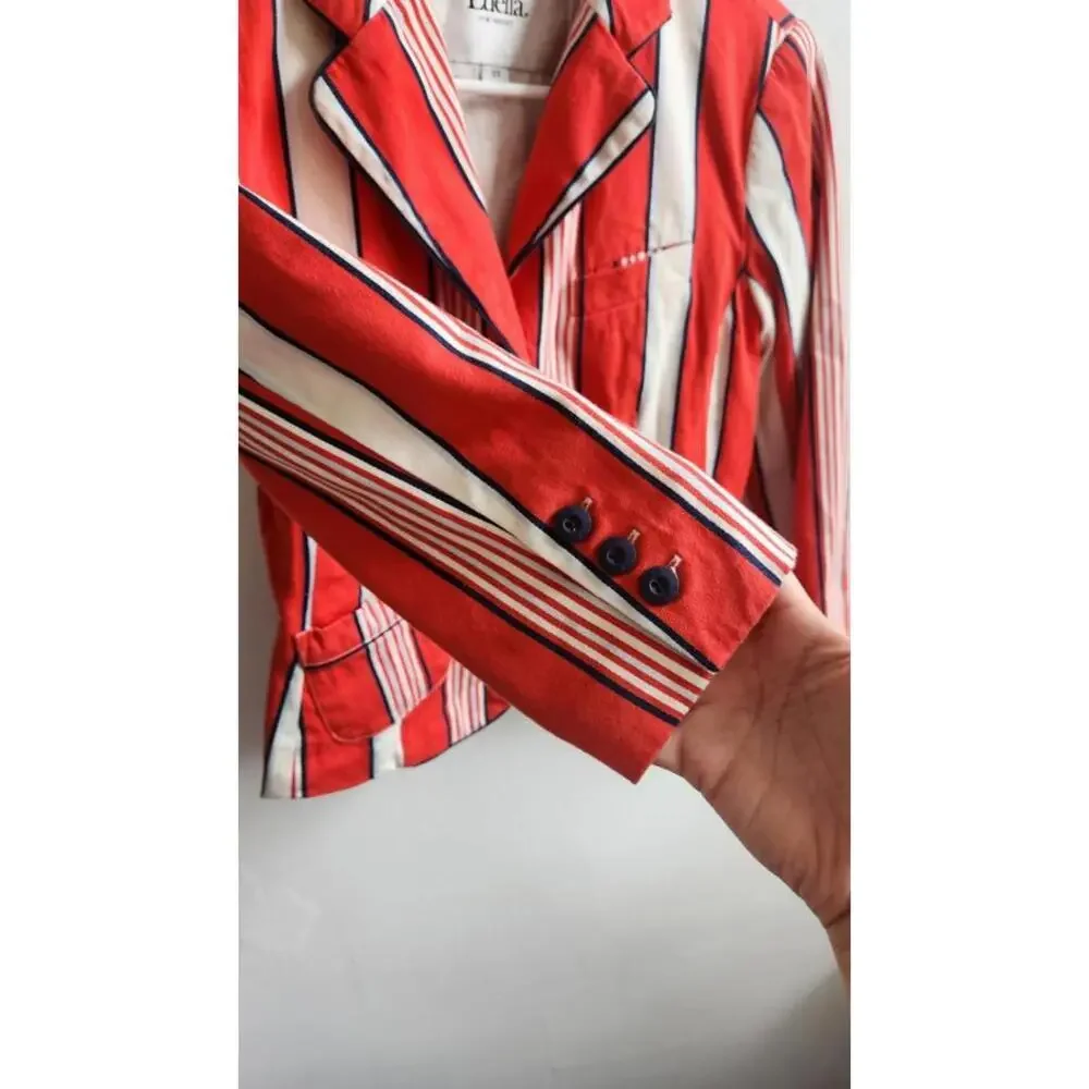 Luella Target red white blue stripe Carnaby Street fitted jacket pockets XS - Picture 6 of 8